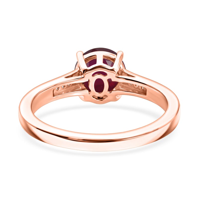 D'Joy Niassa Ruby (FF) and White Zircon 2.20 ctw Ring in 18K Vermeil Rose Gold Over Sterling Silver (Size 10.5)