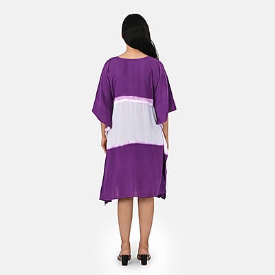 La Marey Purple Plain Tie Dye Kaftan - One Size Fits Most