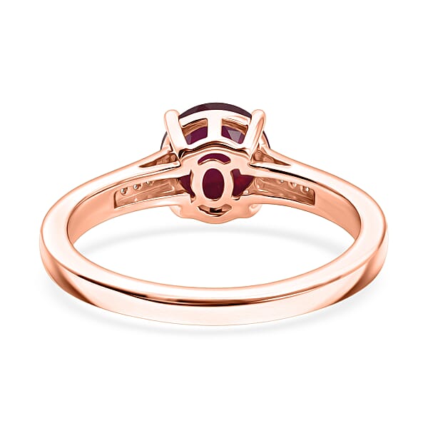 D'Joy Niassa Ruby (FF) and White Zircon 2.20 ctw Ring in 18K Vermeil Rose Gold Over Sterling Silver (Size 11.5)