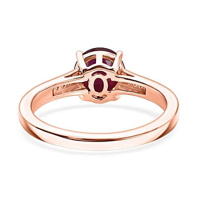 D'Joy Niassa Ruby (FF) and White Zircon 2.20 ctw Ring in 18K Vermeil Rose Gold Over Sterling Silver (Size 7.0)