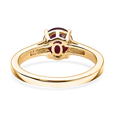 D'Joy Niassa Ruby (FF) and White Zircon 2.20 ctw Ring in 18K Vermeil Yellow Gold Over Sterling Silver (Size 7.0)