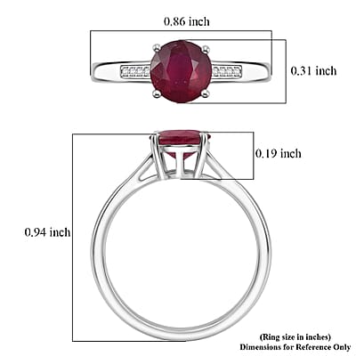 D'Joy Niassa Ruby (FF) and White Zircon 2.20 ctw Ring in Rhodium Over Sterling Silver (Size 10.5)