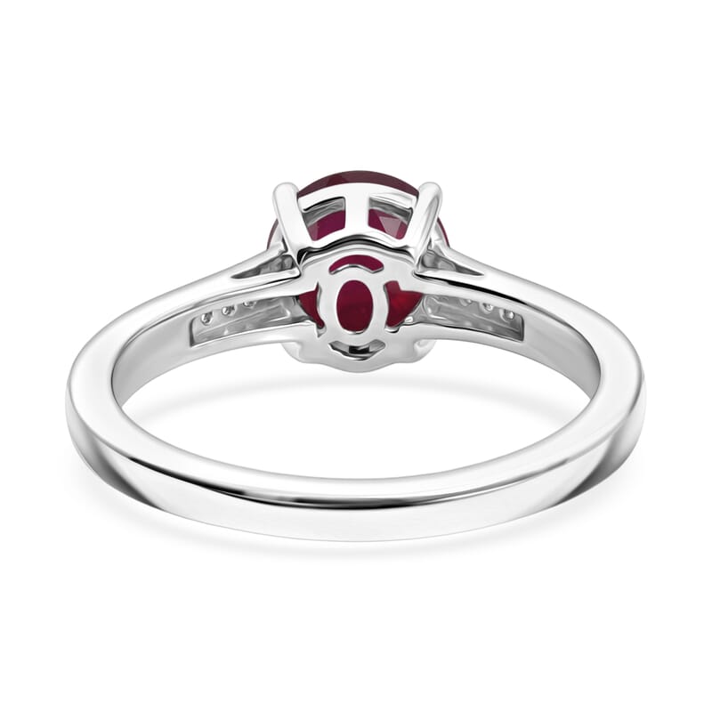 D'Joy Niassa Ruby (FF) and White Zircon 2.20 ctw Ring in Rhodium Over Sterling Silver (Size 5.5)