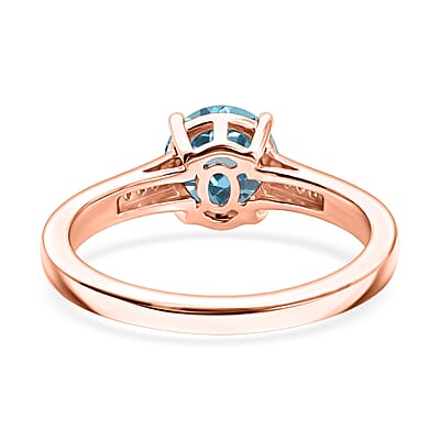 D'Joy Swiss Blue Topaz and White Zircon 1.85 ctw Ring in 18K Vermeil Rose Gold Over Sterling Silver (Size 9.5)