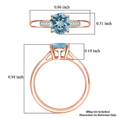 D'Joy Swiss Blue Topaz and White Zircon 1.85 ctw Ring in 18K Vermeil Rose Gold Over Sterling Silver (Size 9.5)
