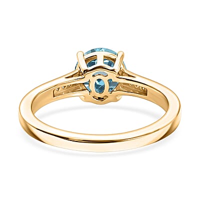 D'Joy Swiss Blue Topaz and White Zircon 1.85 ctw Ring in 18K Vermeil Yellow Gold Over Sterling Silver (Size 12.0)