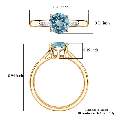 D'Joy Swiss Blue Topaz and White Zircon 1.85 ctw Ring in 18K Vermeil Yellow Gold Over Sterling Silver (Size 12.0)
