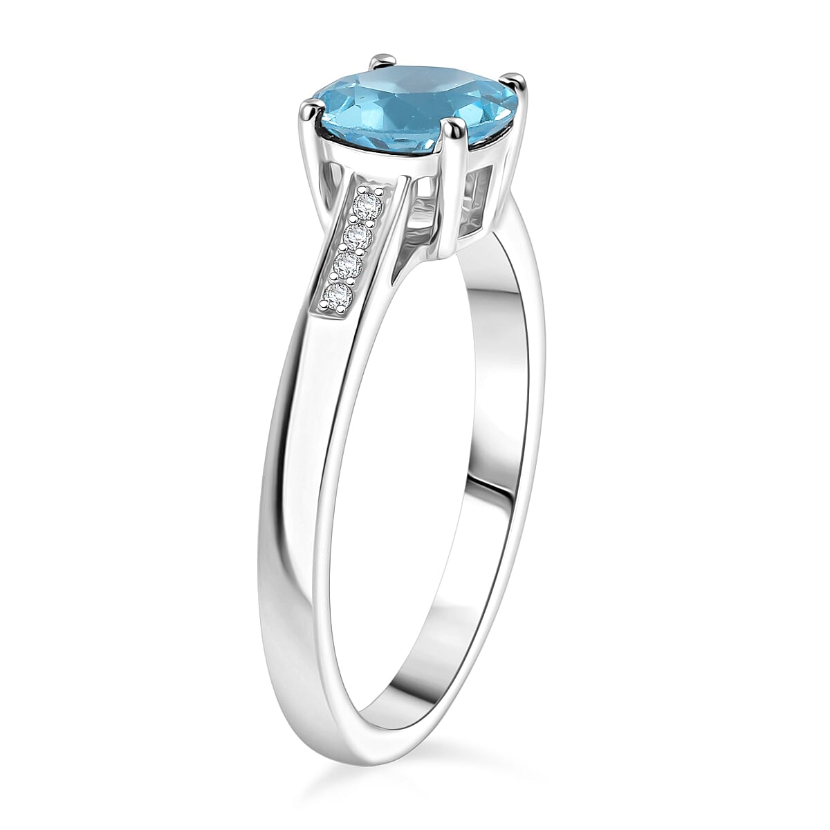 D'Joy Swiss Blue Topaz and White Zircon 1.85 ctw Ring in Rhodium Over Sterling Silver (Size 10.5) image number 3