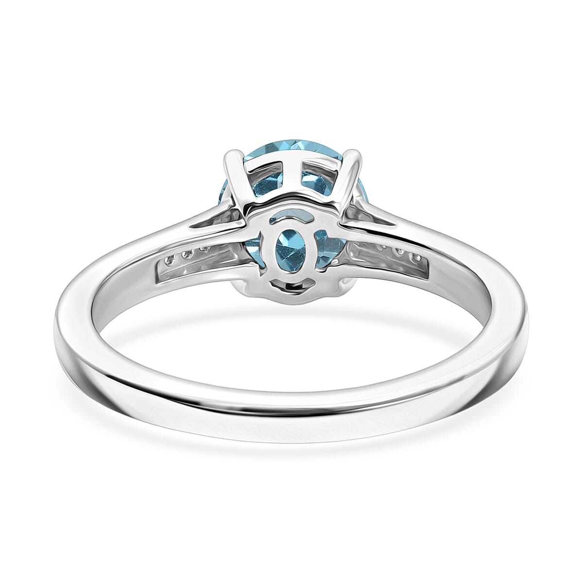 D'Joy Swiss Blue Topaz and White Zircon 1.85 ctw Ring in Rhodium Over Sterling Silver (Size 6.5)