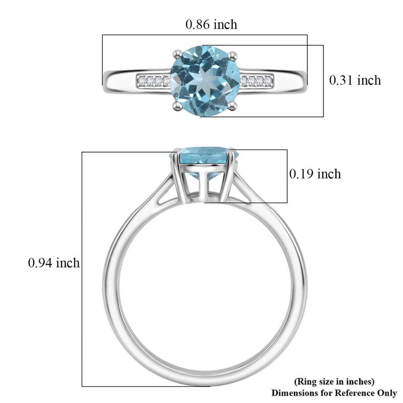 D'Joy Swiss Blue Topaz and White Zircon 1.85 ctw Ring in Rhodium Over Sterling Silver (Size 8.0)