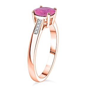 D'Joy Ilakaka Hot Pink Sapphire (FF) and White Zircon 2.20 ctw Ring in 18K Vermeil Rose Gold Over Sterling Silver (Size 4.0)