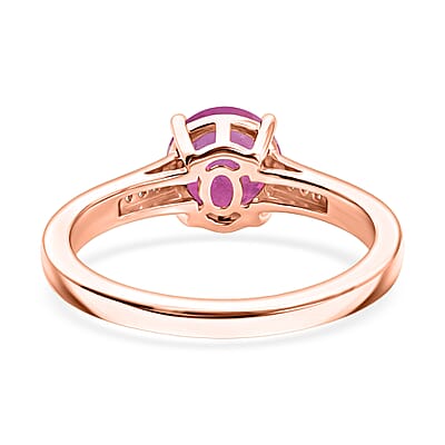 D'Joy Ilakaka Hot Pink Sapphire (FF) and White Zircon 2.20 ctw Ring in 18K Vermeil Rose Gold Over Sterling Silver (Size 4.0)