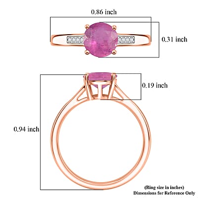 D'Joy Ilakaka Hot Pink Sapphire (FF) and White Zircon 2.20 ctw Ring in 18K Vermeil Rose Gold Over Sterling Silver (Size 4.0)