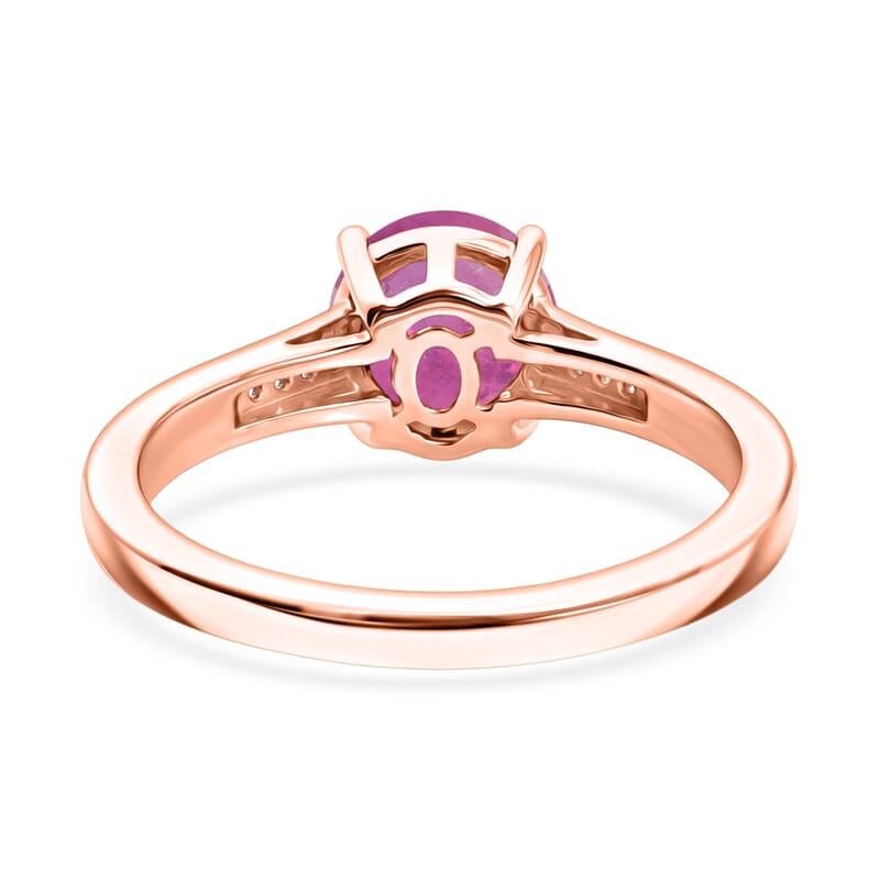 D'Joy Ilakaka Hot Pink Sapphire (FF) and White Zircon 2.20 ctw Ring in 18K Vermeil Rose Gold Over Sterling Silver (Size 6.5)