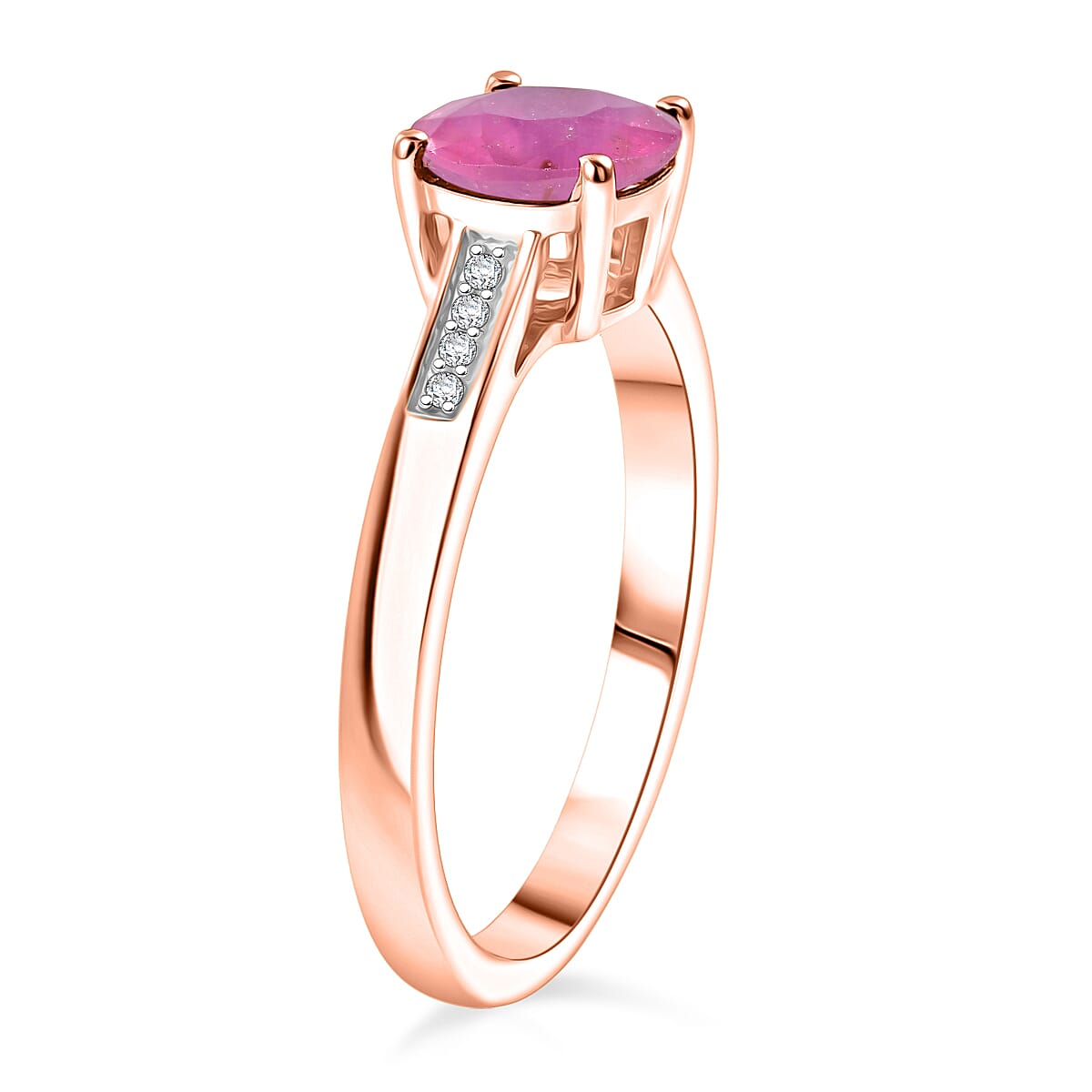D'Joy Ilakaka Hot Pink Sapphire (FF) and White Zircon 2.20 ctw Ring in 18K Vermeil Rose Gold Over Sterling Silver (Size 7.5)