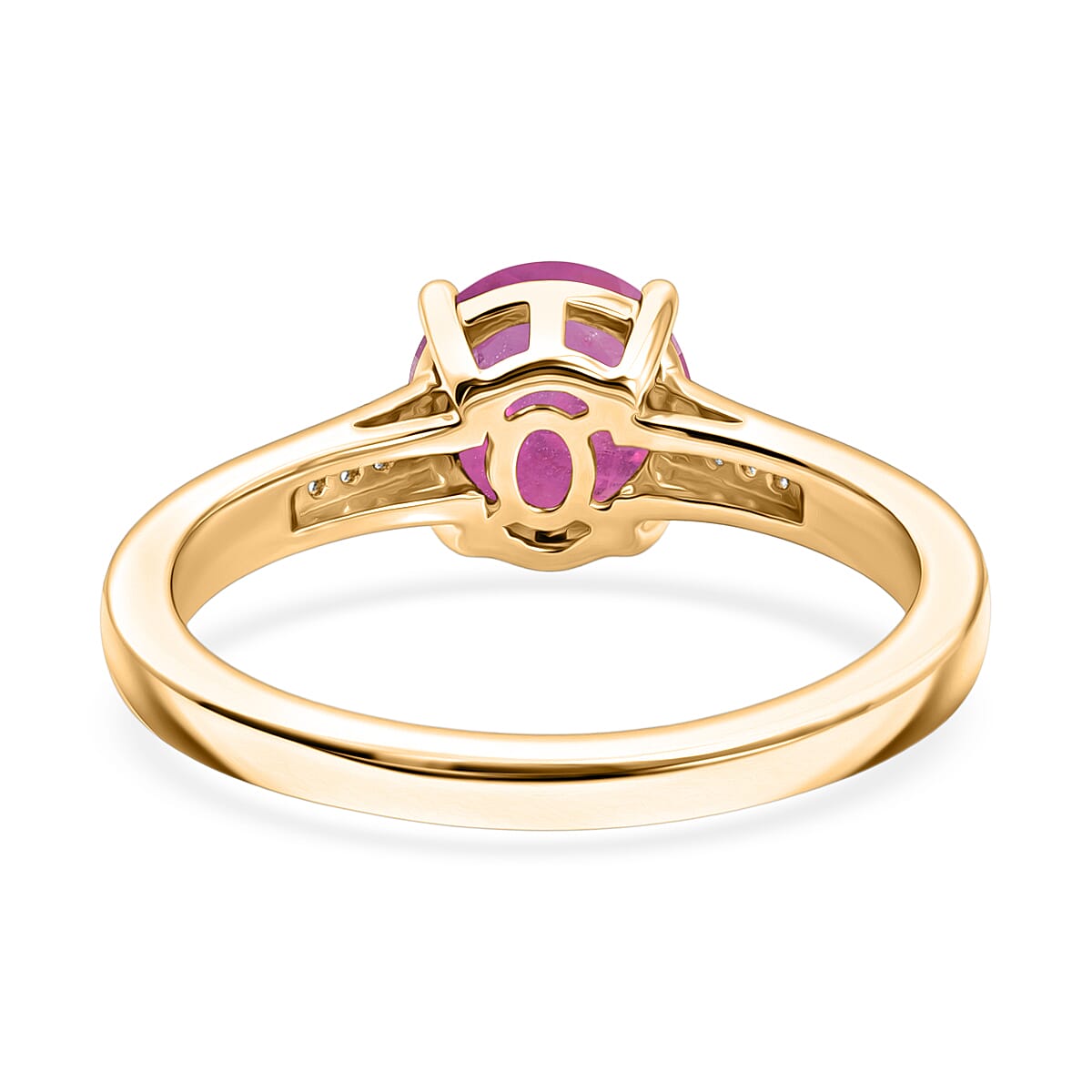 D'Joy Ilakaka Hot Pink Sapphire (FF) and White Zircon 2.20 ctw Ring in 18K Vermeil Yellow Gold Over Sterling Silver (Size 7)