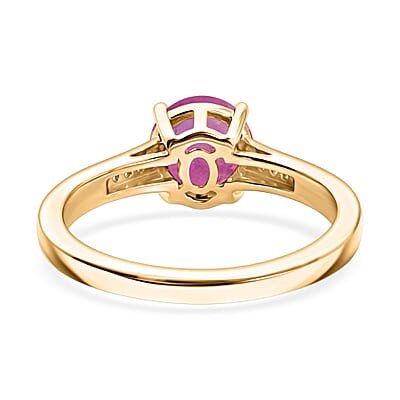 D'Joy Ilakaka Hot Pink Sapphire (FF) and White Zircon 2.20 ctw Ring in 18K Vermeil Yellow Gold Over Sterling Silver (Size 7)