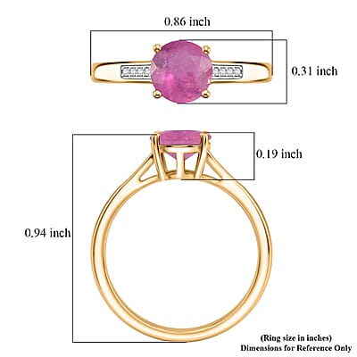 D'Joy Ilakaka Hot Pink Sapphire (FF) and White Zircon 2.20 ctw Ring in 18K Vermeil Yellow Gold Over Sterling Silver (Size 7)