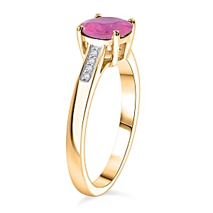 D'Joy Ilakaka Hot Pink Sapphire (FF) and White Zircon 2.20 ctw Ring in 18K Vermeil Yellow Gold Over Sterling Silver (Size 9.0)