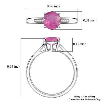 D'Joy Ilakaka Hot Pink Sapphire (FF) and White Zircon 2.20 ctw Ring in Rhodium Over Sterling Silver (Size 6.5)