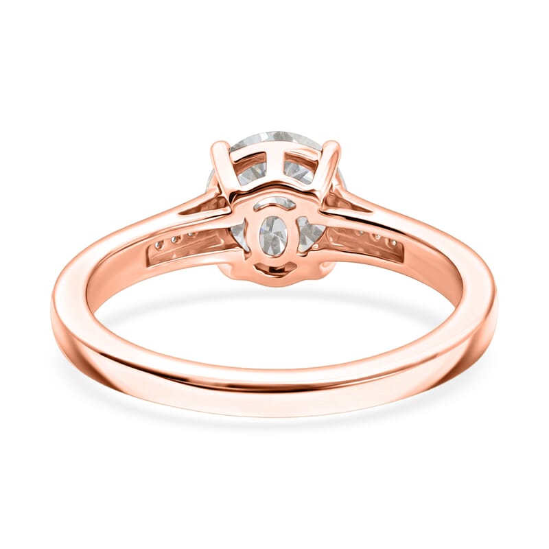 D'Joy Moissanite 1.25 ctw Ring in 18K Vermeil Rose Gold Over Sterling Silver (Size 4.0)