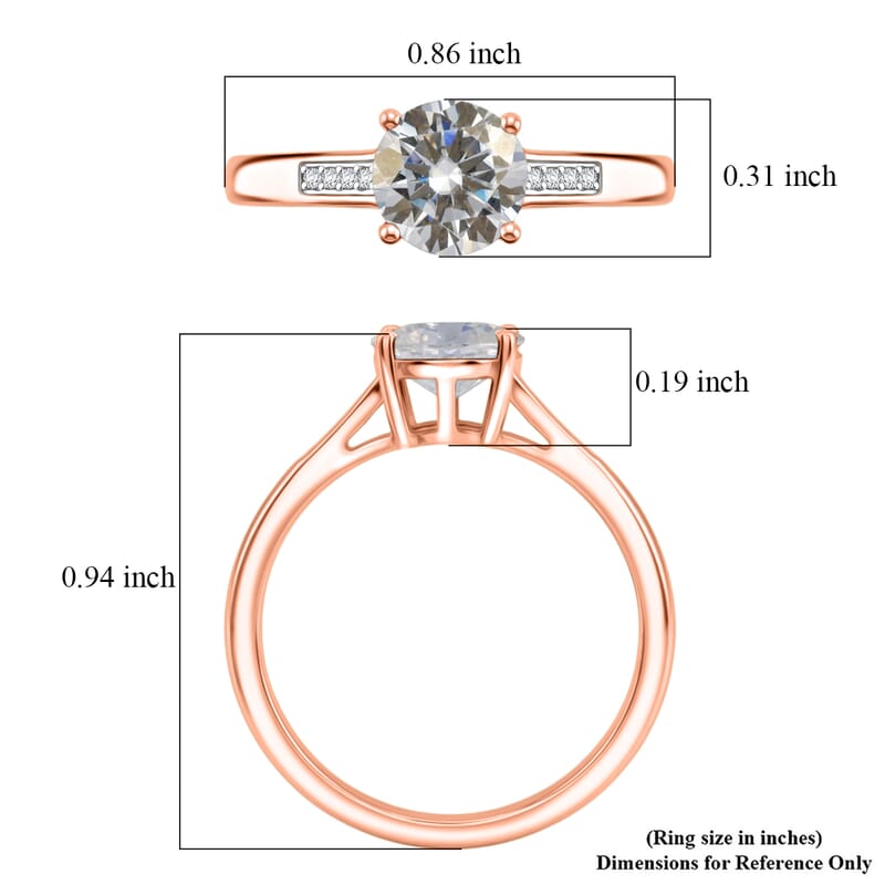 D'Joy Moissanite 1.25 ctw Ring in 18K Vermeil Rose Gold Over Sterling Silver (Size 7.0)
