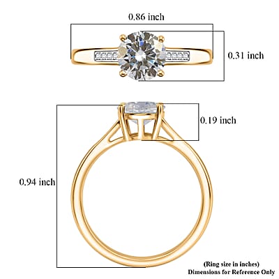 D'Joy Moissanite 1.25 ctw Ring in 18K Vermeil Yellow Gold Over Sterling Silver (Size 5.5)