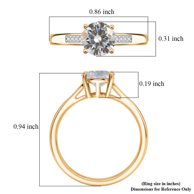 D'Joy Moissanite 1.25 ctw Ring in 18K Vermeil Yellow Gold Over Sterling Silver (Size 7.0)