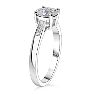 D'Joy Moissanite 1.25 ctw Ring in Rhodium Over Sterling Silver (Size 10.0)