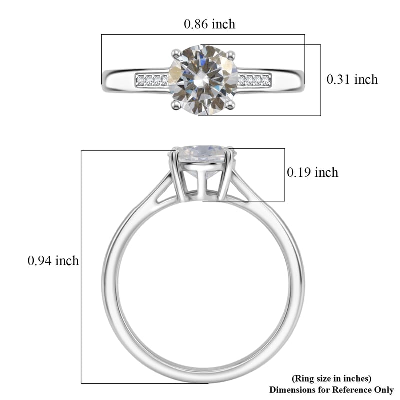 D'Joy Moissanite 1.25 ctw Ring in Rhodium Over Sterling Silver (Size 10.0)