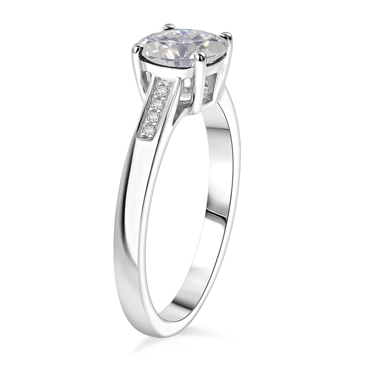 D'Joy Moissanite 1.25 ctw Ring in Rhodium Over Sterling Silver (Size 11.5)