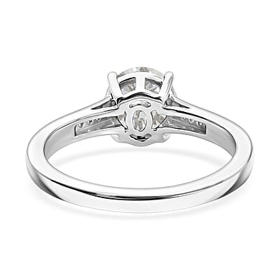 D'Joy Moissanite 1.25 ctw Ring in Rhodium Over Sterling Silver (Size 6.5)