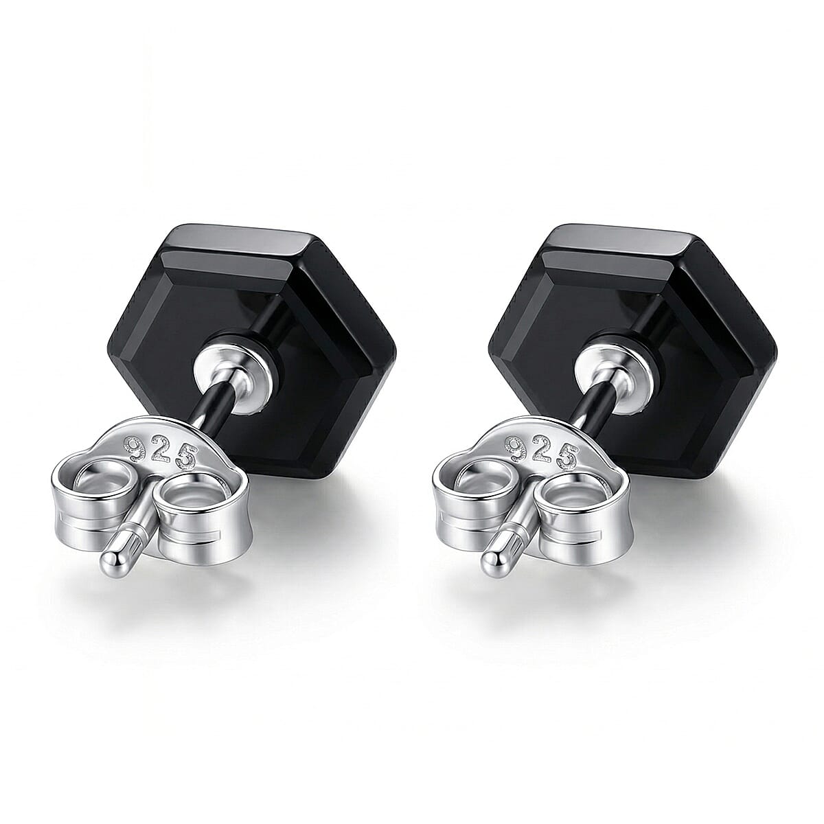 Lab Grown Diamond G-H SI and Black Jade (D) 4.65 ctw Midnight Spark Earrings in Rhodium Over Sterling Silver (Ships in 8-10 Days) image number 4