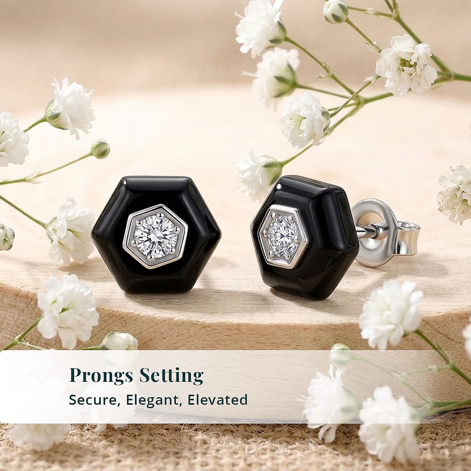 Lab Grown Diamond G-H SI and Black Jade (D) 4.65 ctw Midnight Spark Earrings in Rhodium Over Sterling Silver