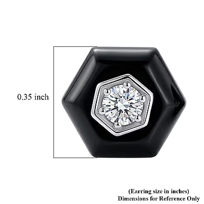 Lab Grown Diamond G-H SI and Black Jade (D) 4.65 ctw Midnight Spark Earrings in Rhodium Over Sterling Silver