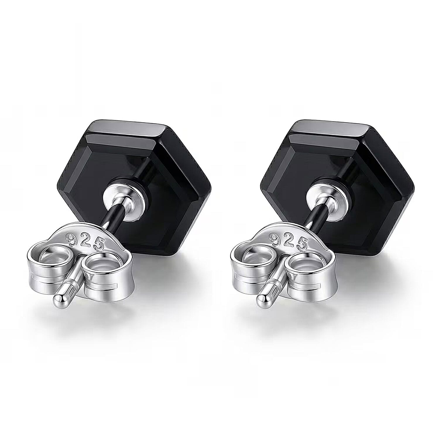 Lab Grown Diamond G-H SI and Black Jade (D) 4.65 ctw Midnight Spark Earrings in Rhodium Over Sterling Silver