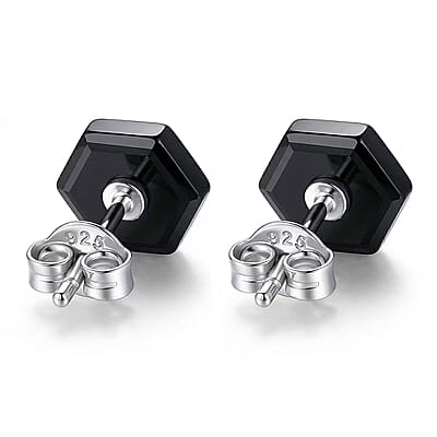 Lab Grown Diamond G-H SI and Black Jade (D) 4.65 ctw Midnight Spark Earrings in Rhodium Over Sterling Silver