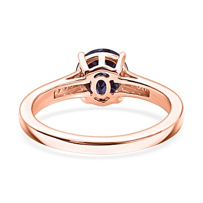 D'Joy Lab Grown Alexandrite and White Zircon 2.20 ctw Ring in 18K Vermeil Rose Gold Over Sterling Silver (Size 10.5)