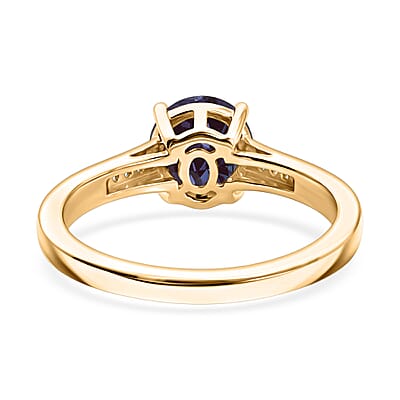 D'Joy Lab Grown Alexandrite and White Zircon 2.20 ctw Ring in 18K Vermeil Yellow Gold Over Sterling Silver (Size 7.0)