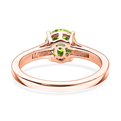 D'Joy Hebei Peridot and White Zircon 1.40 ctw Ring in 18K Vermeil Rose Gold Over Sterling Silver (Size 11.5)