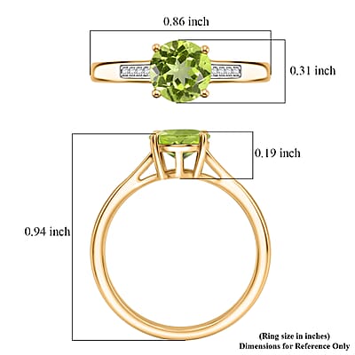 D'Joy Hebei Peridot and White Zircon 1.40 ctw Ring in 18K Vermeil Yellow Gold Over Sterling Silver (Size 11.5)