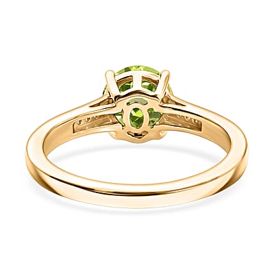 D'Joy Hebei Peridot and White Zircon 1.40 ctw Ring in 18K Vermeil Yellow Gold Over Sterling Silver (Size 12.0)