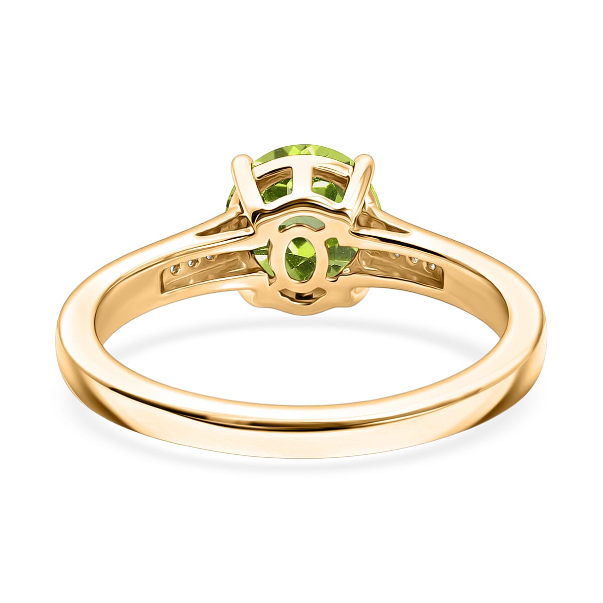 D'Joy Hebei Peridot and White Zircon 1.40 ctw Ring in 18K Vermeil Yellow Gold Over Sterling Silver (Size 9.5) image number 4