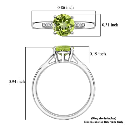 D'Joy Hebei Peridot and White Zircon 1.40 ctw Ring in Rhodium Over Sterling Silver (Size 9.0)