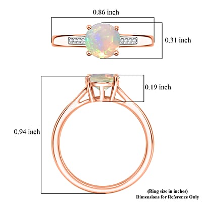 D'Joy Ethiopian Welo Opal and White Zircon 1.00 ctw Ring in 18K Vermeil Rose Gold Over Sterling Silver (Size 5.5)