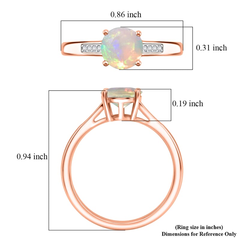D'Joy Ethiopian Welo Opal and White Zircon 1.00 ctw Ring in 18K Vermeil Rose Gold Over Sterling Silver (Size 8.5)