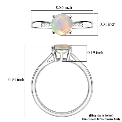 D'Joy Ethiopian Welo Opal and White Zircon 1.00 ctw Ring in Rhodium Over Sterling Silver (Size 11.0)