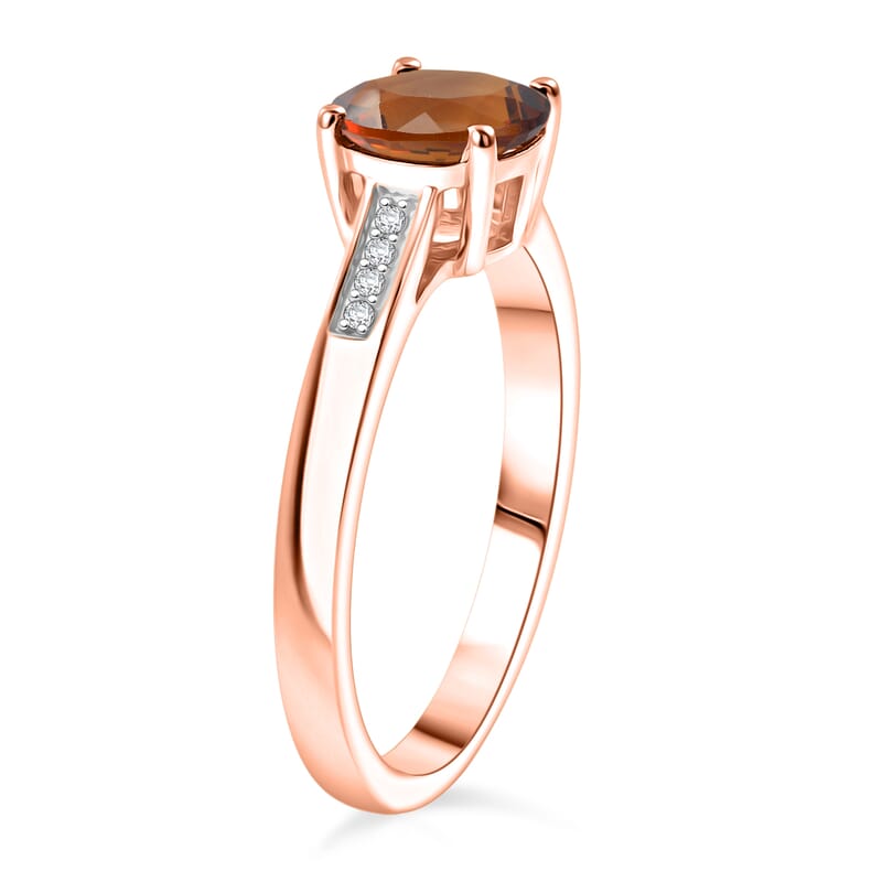 D'Joy Santa Ana Madeira Citrine and White Zircon 1.40 ctw Ring in 18K Vermeil Rose Gold Over Sterling Silver (Size 11.5)