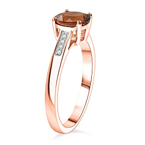D'Joy Santa Ana Madeira Citrine and White Zircon 1.40 ctw Ring in 18K Vermeil Rose Gold Over Sterling Silver (Size 12.0)