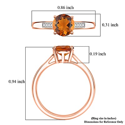 D'Joy Santa Ana Madeira Citrine and White Zircon 1.40 ctw Ring in 18K Vermeil Rose Gold Over Sterling Silver (Size 5.0)